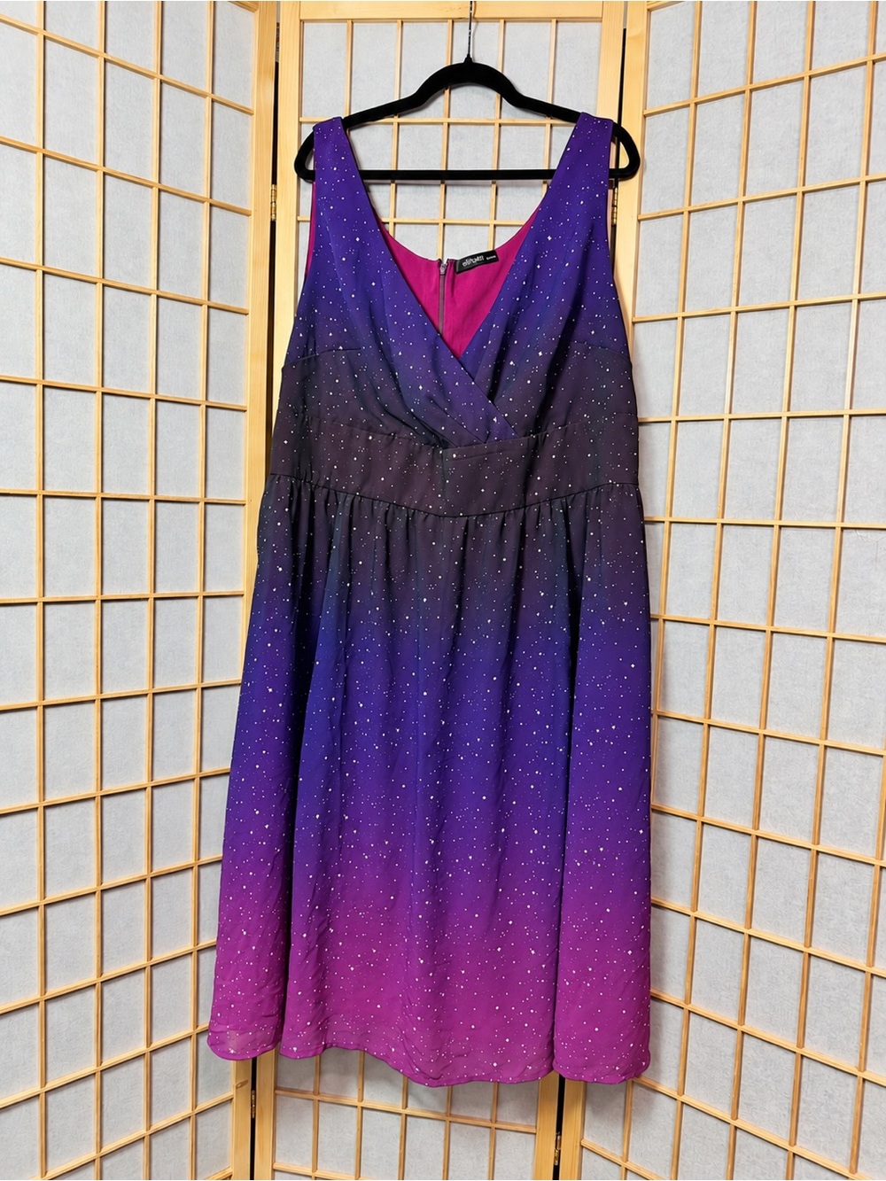 eShakti Plus Size Galaxy Print Fit & Flare Dress 3X / 26W